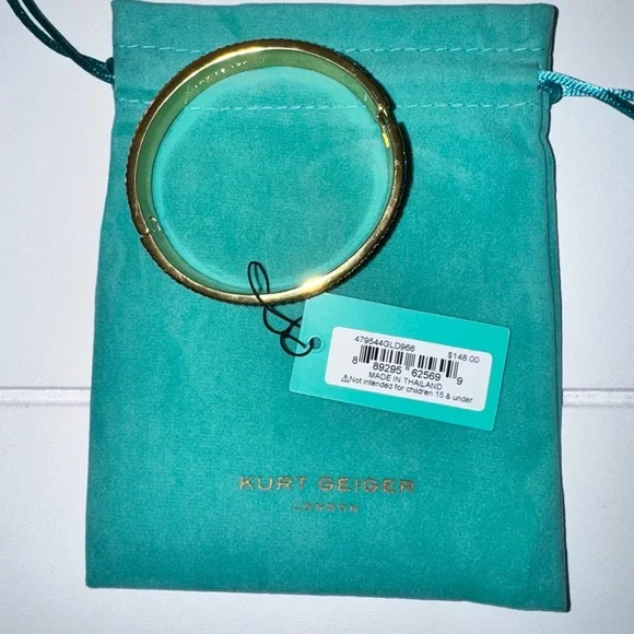 Kurt Geiger London Gold Tone Signature Southbank Pave Bangle Bracelet 7” inner - Picture 7 of 7